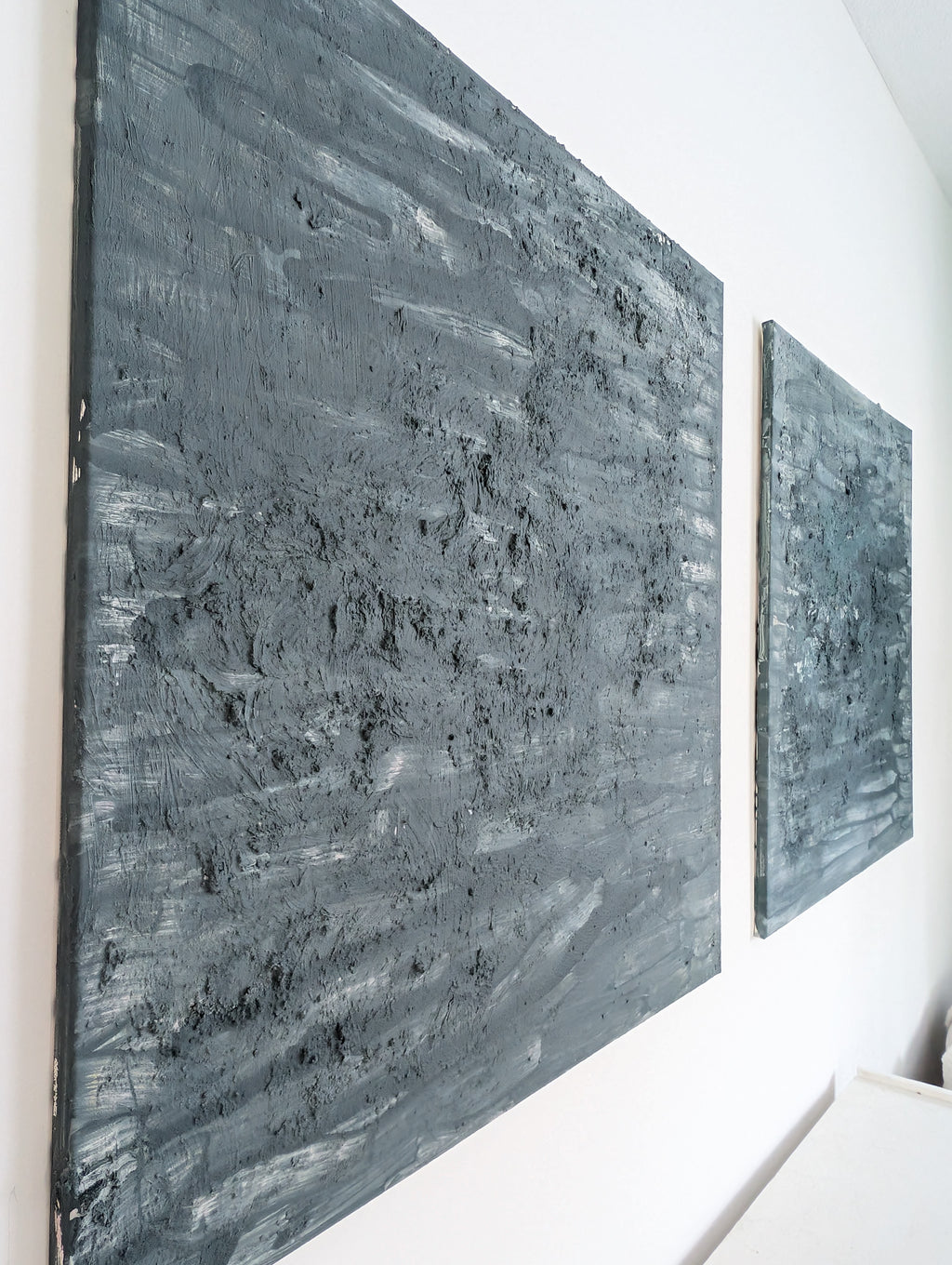 Wunderschönes Leinwandbild 80x80 cm – Moderne Struktur in Grau-Blau-Grün-Beige