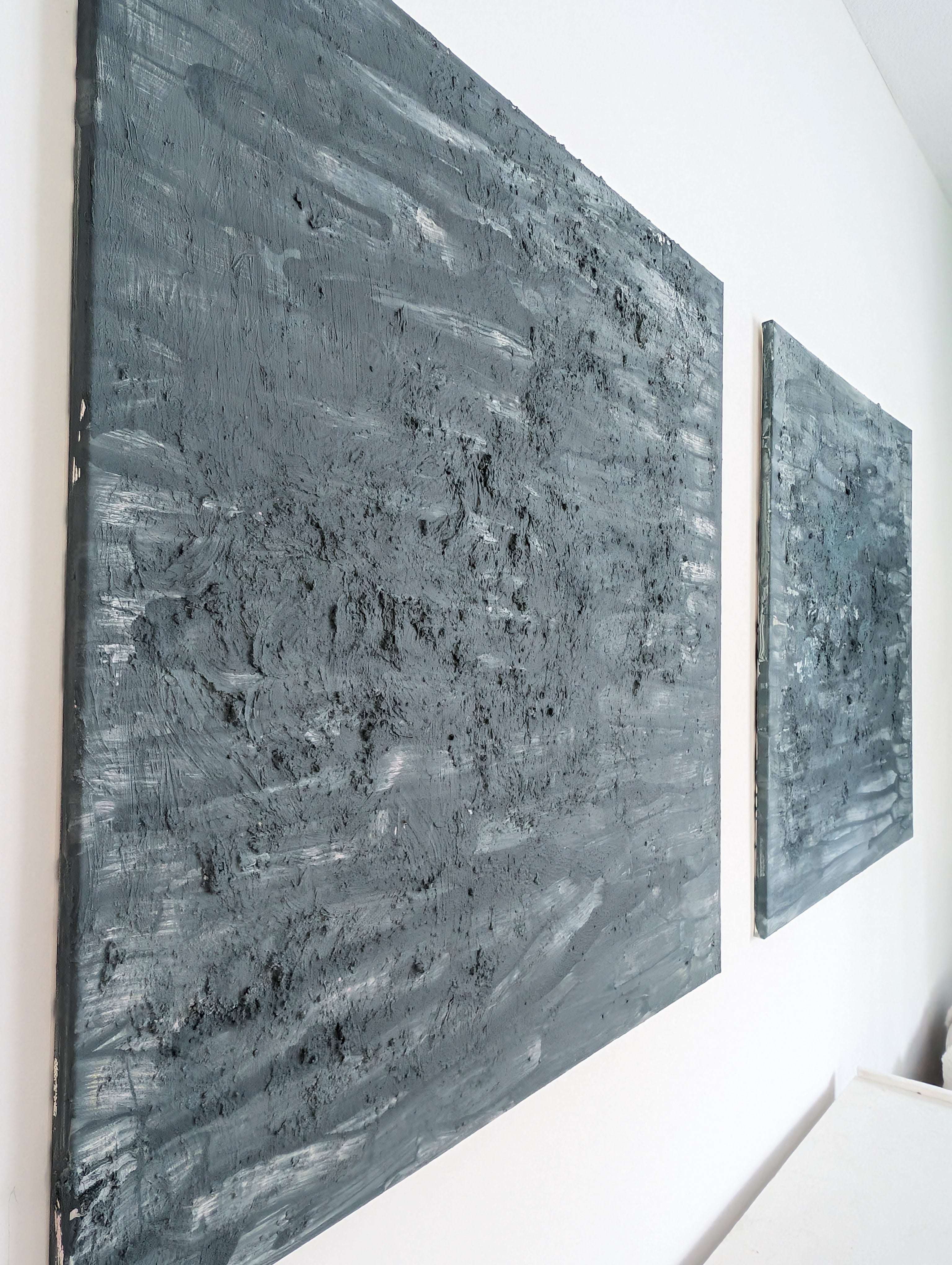 Wunderschönes Leinwandbild 80x80 cm – Moderne Struktur in Grau-Blau-Grün-Beige