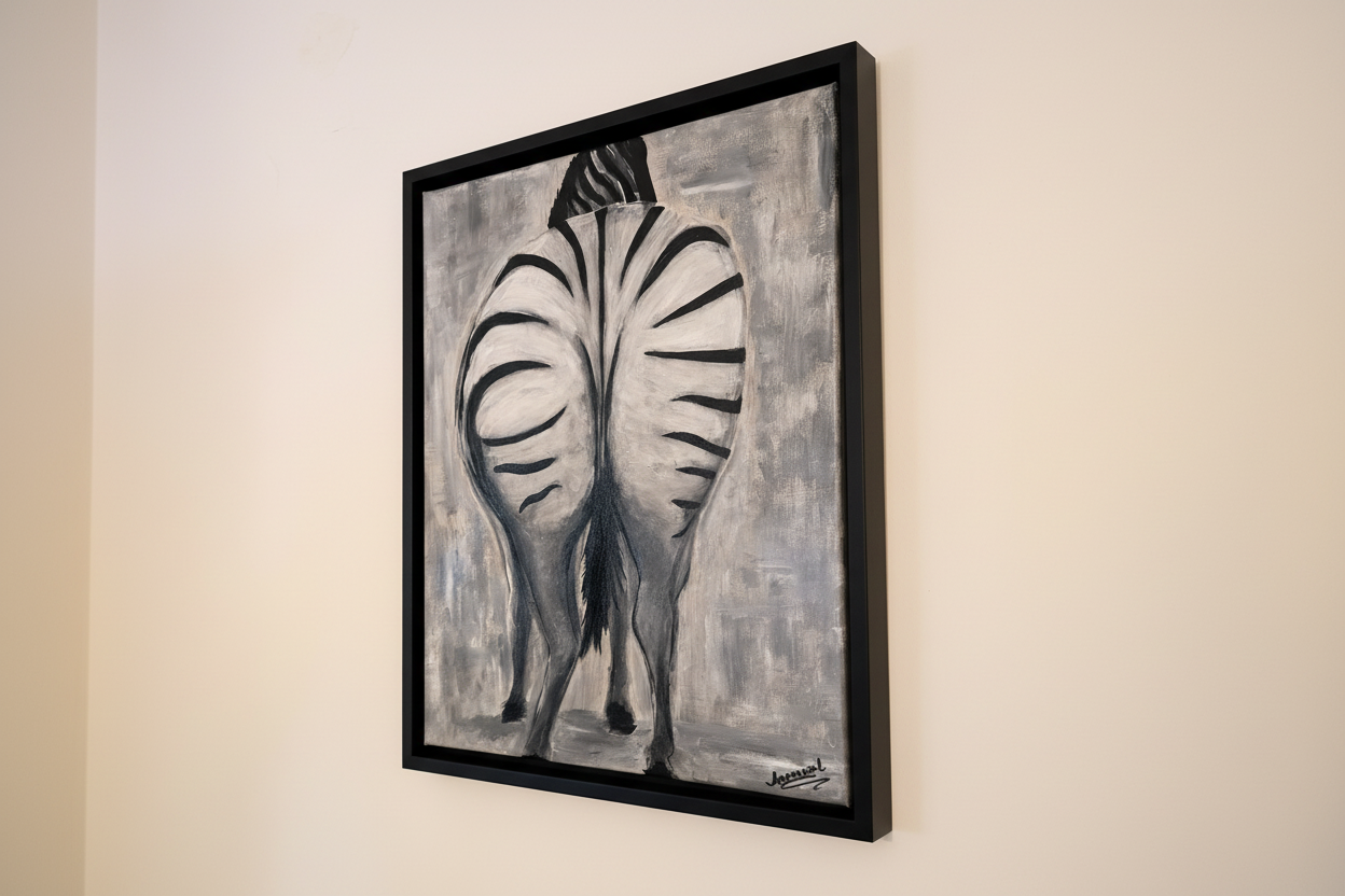 Zebra Bild – handgemaltes Unikat auf Leinwand (40 × 50 cm) | Acryl in Schwarz-Weiß
