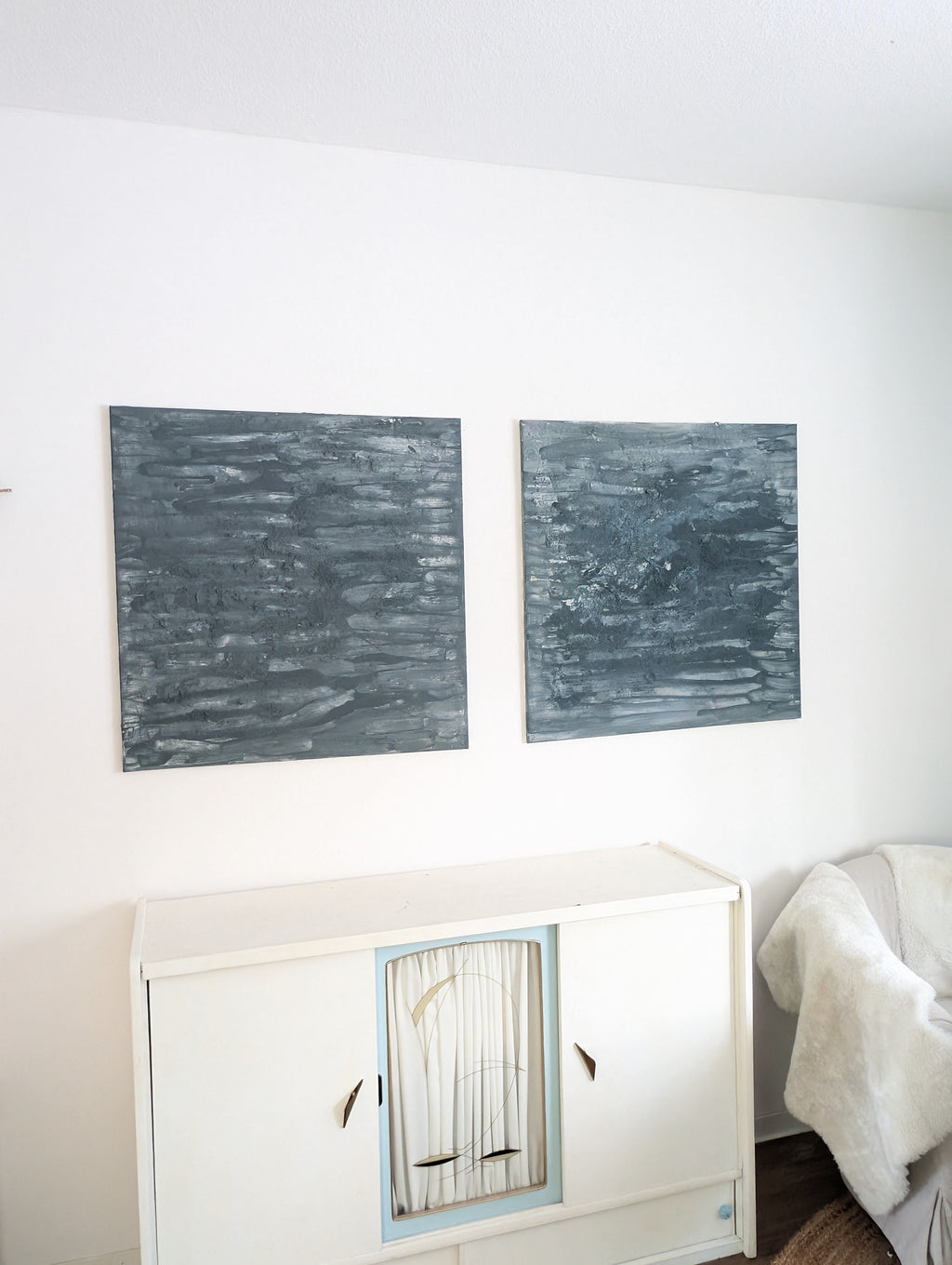 Wunderschönes Leinwandbild 80x80 cm – Moderne Struktur in Grau-Blau-Grün-Beige