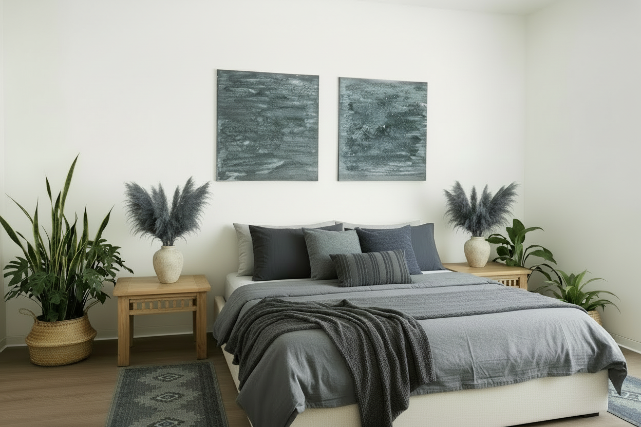 Wunderschönes Leinwandbild 80x80 cm – Moderne Struktur in Grau-Blau-Grün-Beige