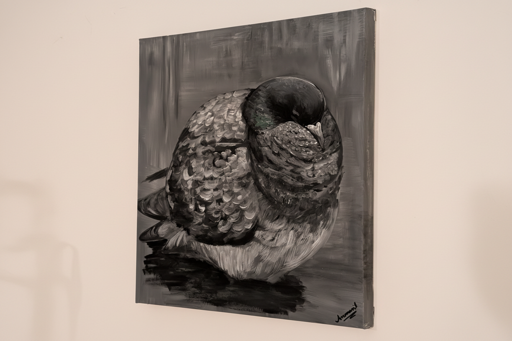 Big Bird 1.0 | Deko Duo | Kunst Acrylgemälde - handgemalte Taube